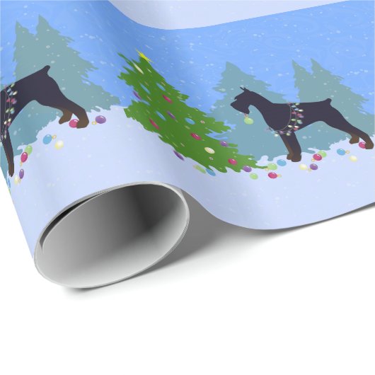 Giant Schnauzer Kerstbos Cadeaupapier (Rol Hoek)