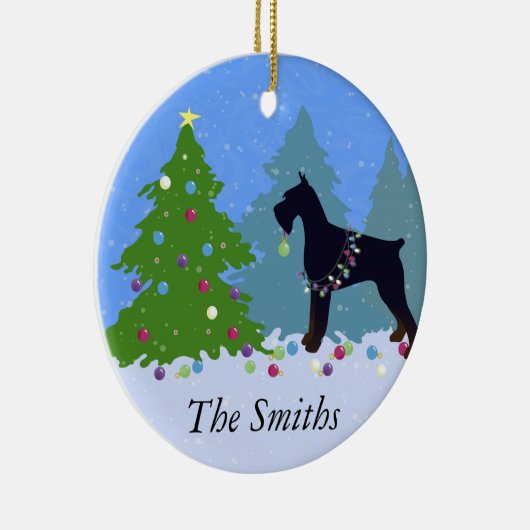 Giant Schnauzer Kerstbos Keramisch Ornament (Rechts)