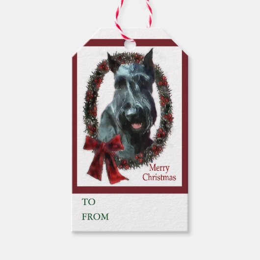 Giant Schnauzer Kerstmis Cadeaulabel (Voorkant)