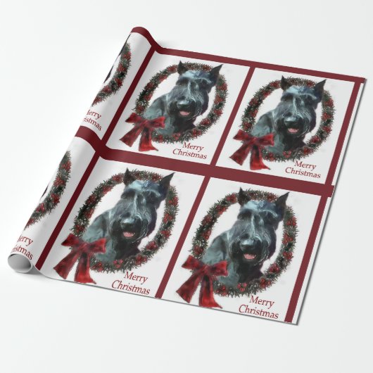 Giant Schnauzer Kerstmis Cadeaupapier (Uitgerold)