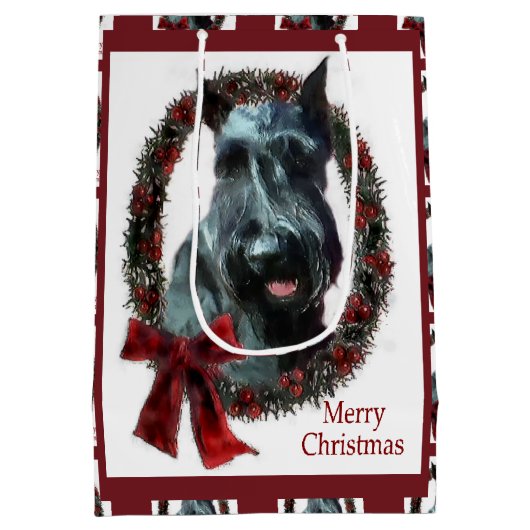 Giant Schnauzer Kerstmis Medium Cadeauzakje (Achterkant)