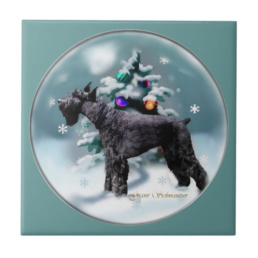 Giant Schnauzer Kerstmis Tegeltje (Voorkant)