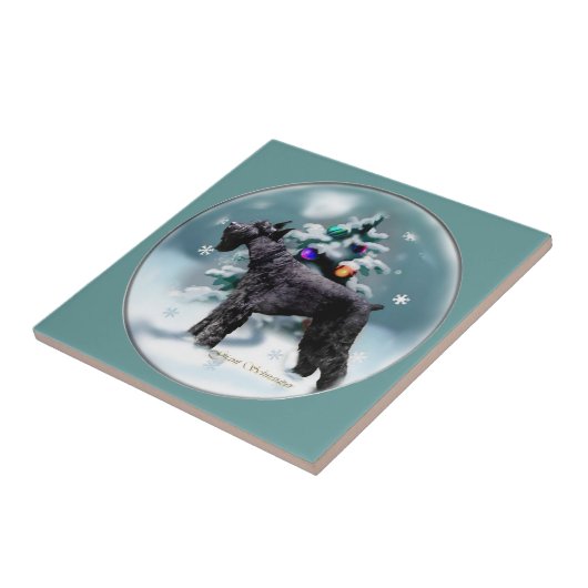 Giant Schnauzer Kerstmis Tegeltje (Zijkant)