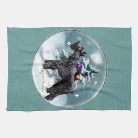 Giant Schnauzer Kerstmis Theedoek (Horizontaal)