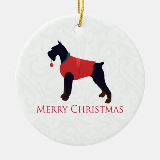 Giant Schnauzer Merry-kerstontwerp Keramisch Ornament (Voorkant)