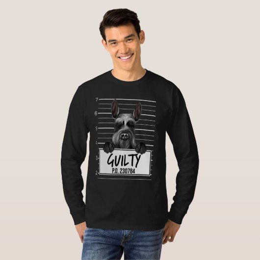 Giant Schnauzer Mugshot Guilty Dog T-shirt (Voorkant volledig)