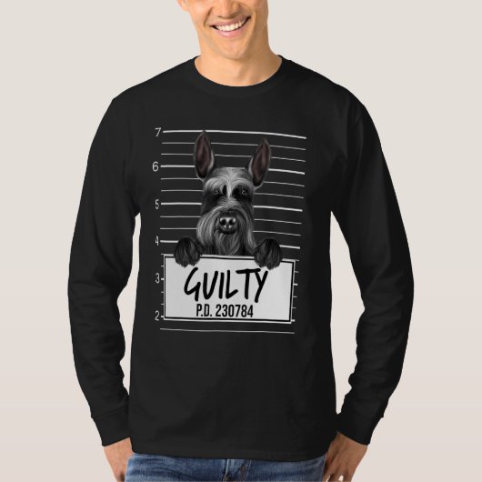 Giant Schnauzer Mugshot Guilty Dog T-shirt (Voorkant)