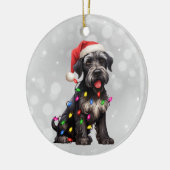 Giant Schnauzer Puppy in Kerstverlichting Keramisch Ornament (Links)