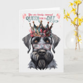 Giant Schnauzer Queen voor een Dag Grappige Verjaa Kaart (Gele Bloem)