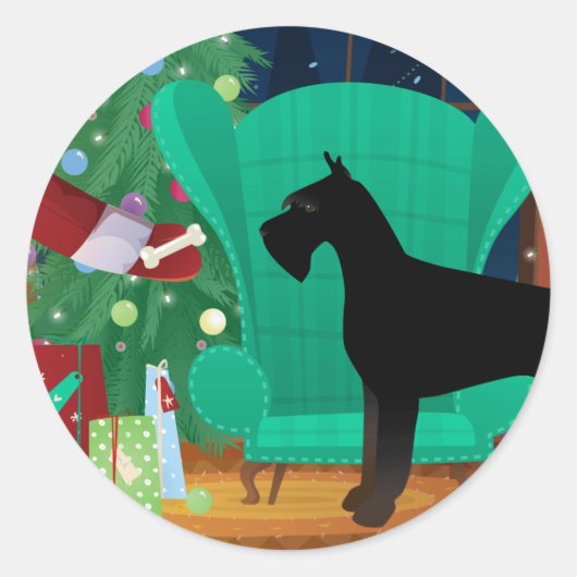 Giant Schnauzer Santa's kerstcadeau Ronde Sticker (Voorkant)