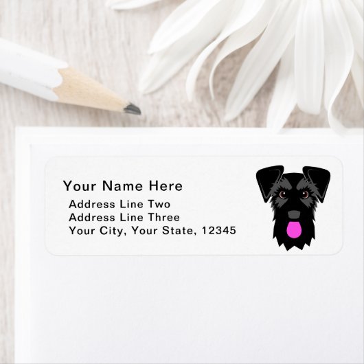 Giant Schnauzer Schattigee Cartoon Tekening Etiket (Insitu)