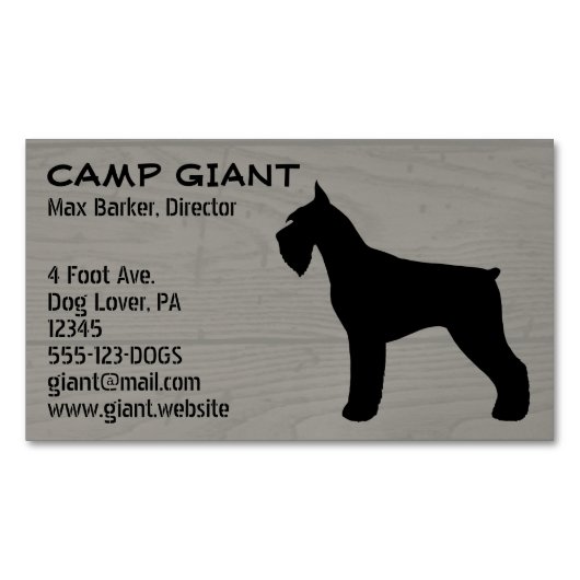 Giant Schnauzer Silhouette | Faux houten stijl Visitekaartje Magneet (Voorkant)