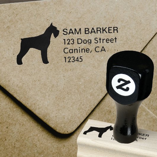 Giant Schnauzer Silhouette Retouradres Rubberstempel