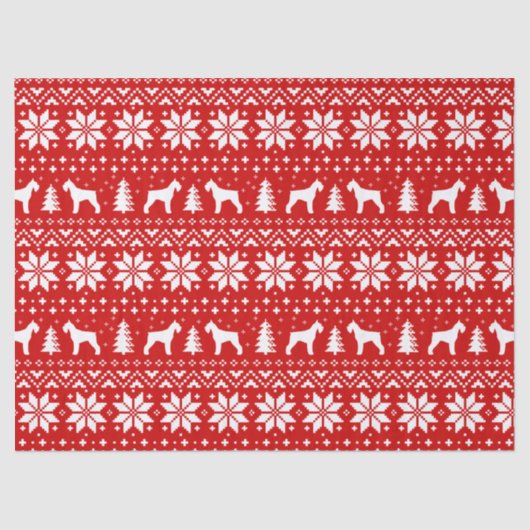 Giant Schnauzer Silhouettes kerstpatroonrood Tissuepapier (Voorkant)