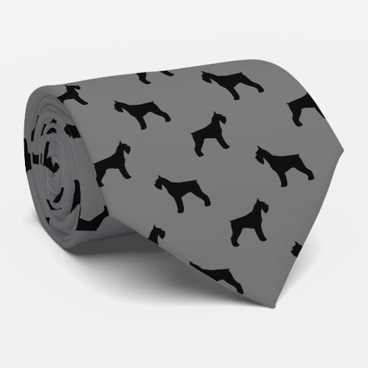 Giant Schnauzer Silhouettes Pattern Grey and Black Stropdas (Opgerold)