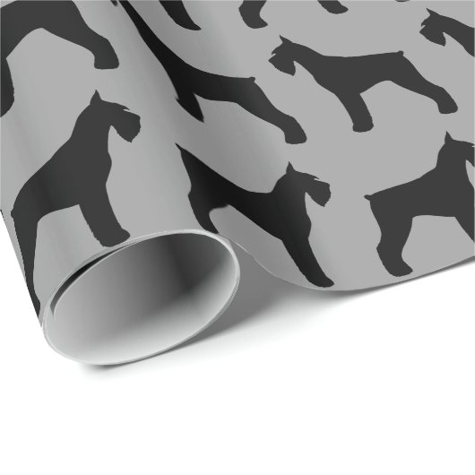 Giant Schnauzer Silhouettes Pattern Hondenliefhebb Cadeaupapier (Rol Hoek)