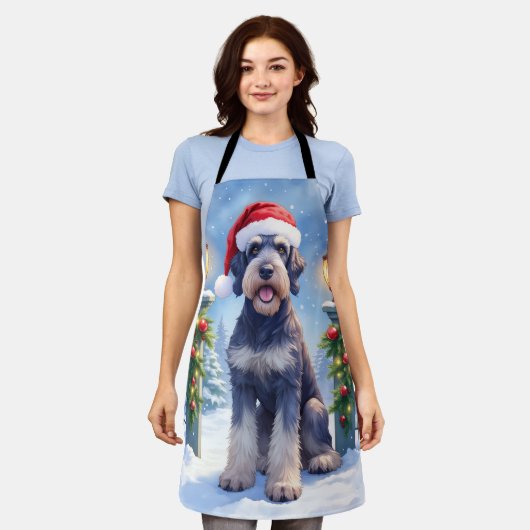 Giant Schnauzer Snowy Iron Fence Santa Christmas Schort (Gedragen)