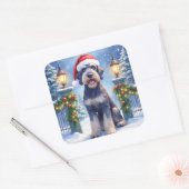 Giant Schnauzer Snowy Iron Fence Santa Christmas Vierkante Sticker (Envelop)
