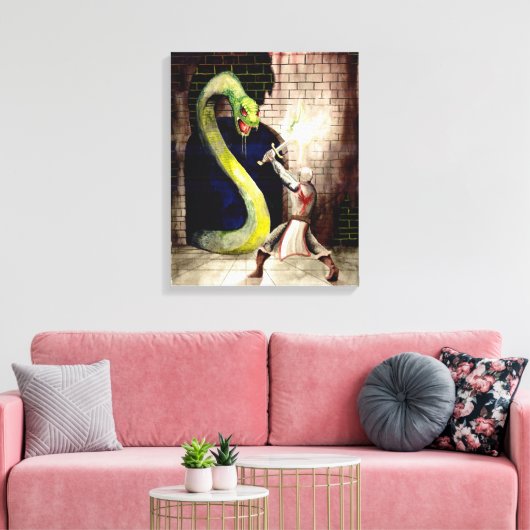 "Giant Serpent" – Origineel schilderij van fantasi Canvas Afdruk (Insitu (Woonkamer))
