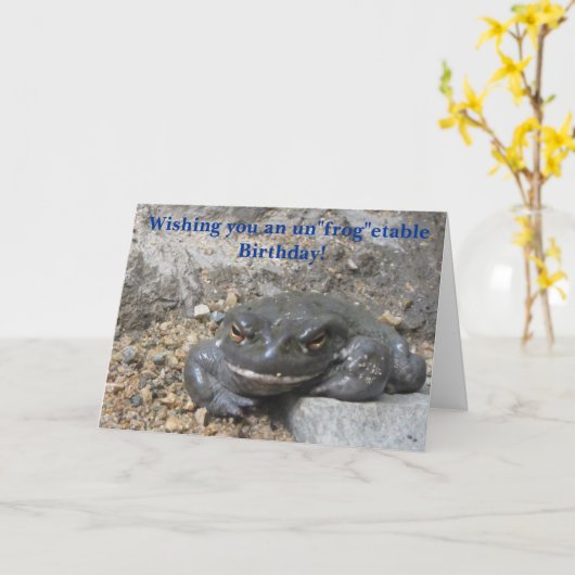 Giant Smiling Frog Birthday Greeting Kaart (Gele Bloem)