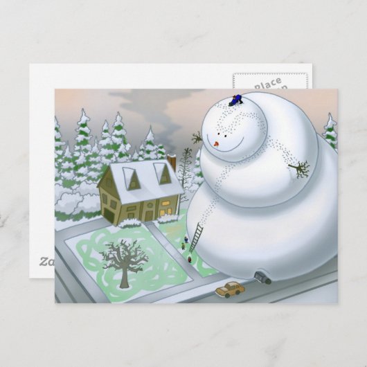 Giant Snowman Briefkaart (Voorkant / Achterkant)