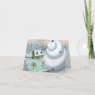 Giant Snowman Note Card (Blank binnenin) Feestdagen Kaart