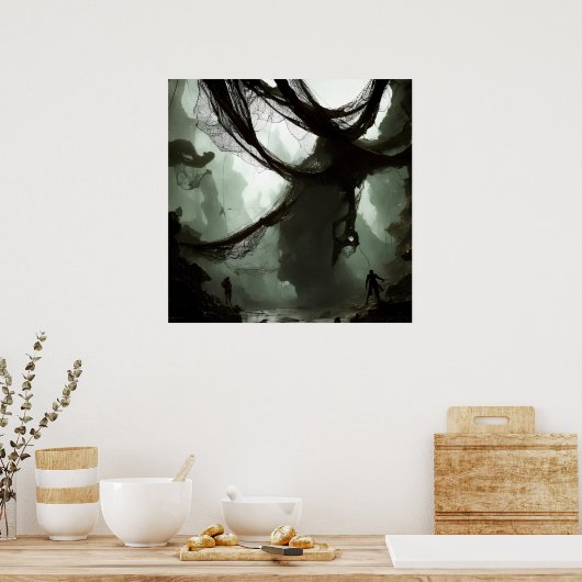 Giant Spider Entanglement Fantasy Art Poster (Keuken)