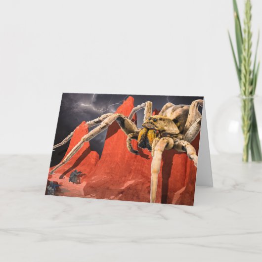 Giant Spider in Mountains Halloween Card Bedankkaart (Voorkant)