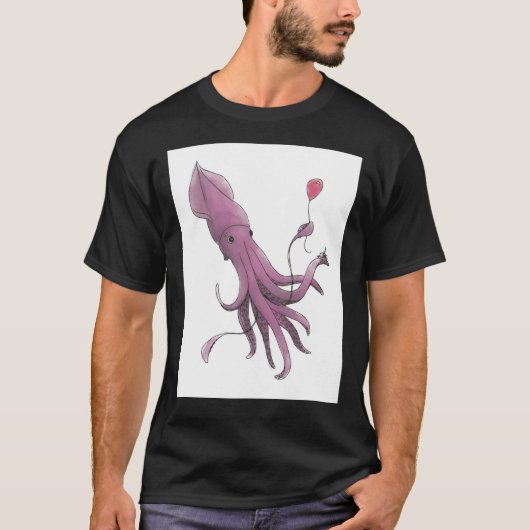 Giant Squid met Cake en ballon T-shirt (Voorkant)