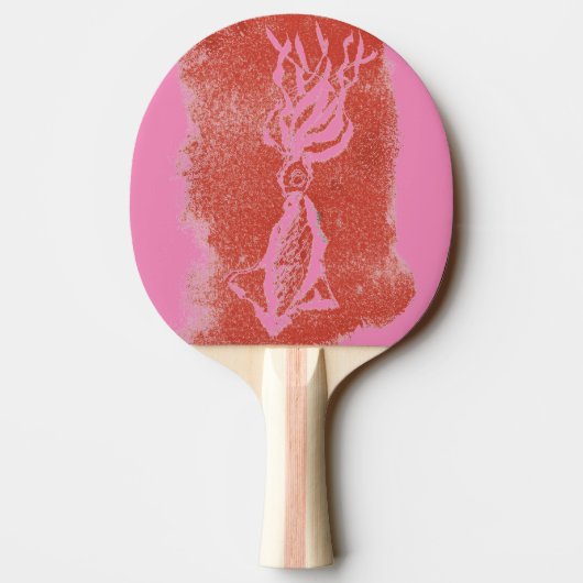 "Giant Squid on roze" Ping Pong Paddle Tafeltennisbatje (Achterkant)