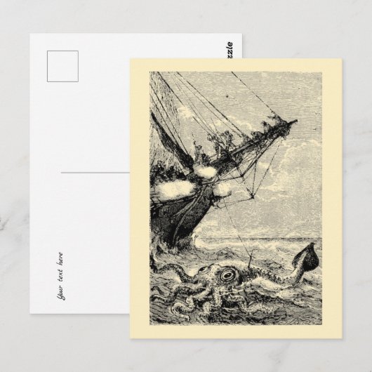 Giant Squid uit 20000 competities onder het Zee Briefkaart (Voorkant / Achterkant)