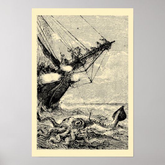 Giant Squid van 20000 collega's onder het Zee. Poster (Voorkant)