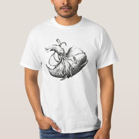 Giant Squid versus Sperm Whale T-shirt (Voorkant)