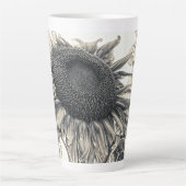 Giant Sunflower  Antiek Sepia Art Latte Mok (Voorkant)