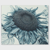 Giant Sunflower  Art Blauwgroen Blauwe ontkoppelin Cadeaupapier (Vlak)