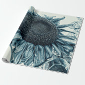 Giant Sunflower  Art Blauwgroen Blauwe ontkoppelin Cadeaupapier (Uitgerold)