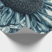 Giant Sunflower  Art Blauwgroen Blauwe ontkoppelin Cadeaupapier (Hoek)