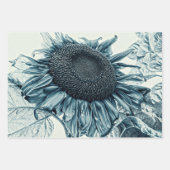 Giant Sunflower  Art Blauwgroen Blauwe ontkoppelin Inpakpapier Vel (Voorkant 2)