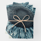 Giant Sunflower  Art Blauwgroen Blauwe ontkoppelin Inpakpapier Vel (In situ)