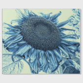 Giant Sunflower Art Blue Green Decoupage Cadeaupapier (Vlak)