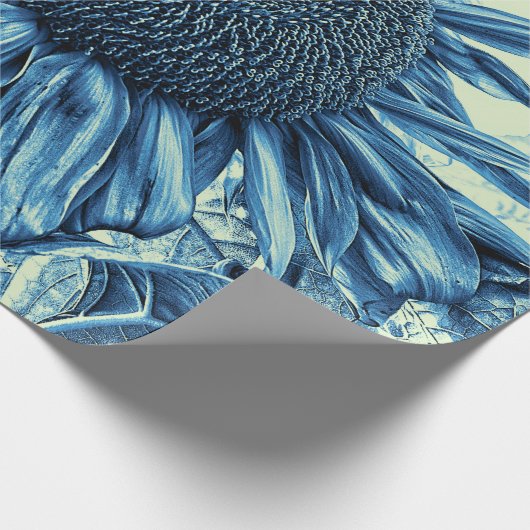 Giant Sunflower  Art Blue Green Decoupage Cadeaupapier (Hoek)