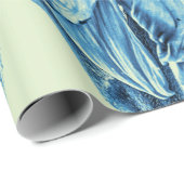 Giant Sunflower Art Blue Green Decoupage Cadeaupapier (Rol Hoek)