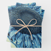 Giant Sunflower  Art Blue Green Decoupage Inpakpapier Vel (In situ)