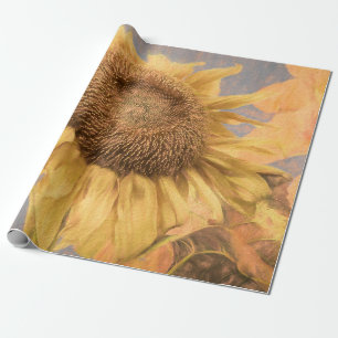 Giant Sunflower Art Country Gellow Grey Decoupage Cadeaupapier