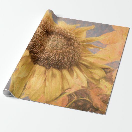 Giant Sunflower Art Country Gellow Grey Decoupage Cadeaupapier (Uitgerold)