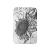 Giant Sunflower Black and White Art Badmat (Voorkant Verticaal)