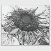 Giant Sunflower Black and White Art Cadeaupapier (Vlak)