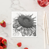 Giant Sunflower  Black and White Art Servet (Insitu)