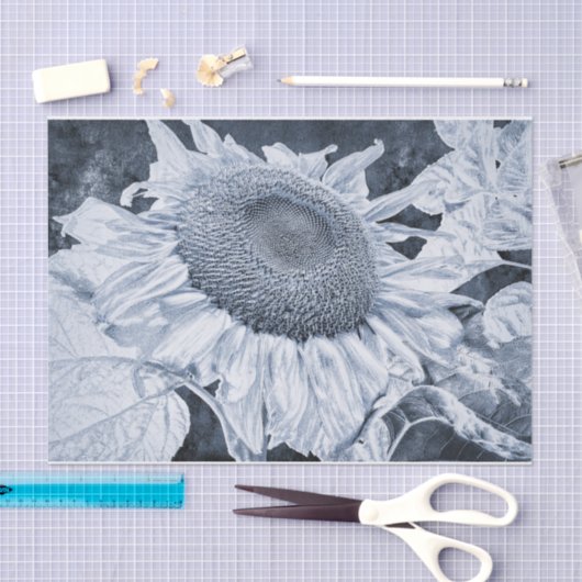 Giant Sunflower  Black and White Decoupage Tissuepapier (Craft)