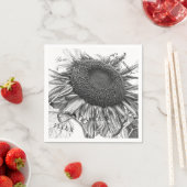 Giant Sunflower  Black and White Script Servet (Insitu)